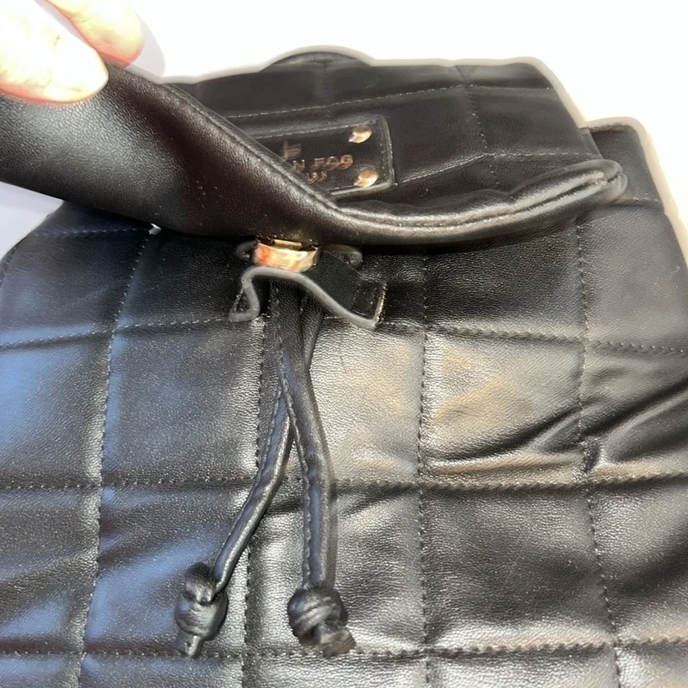 NWT London Fog Alice Quilted Backpack BLACK